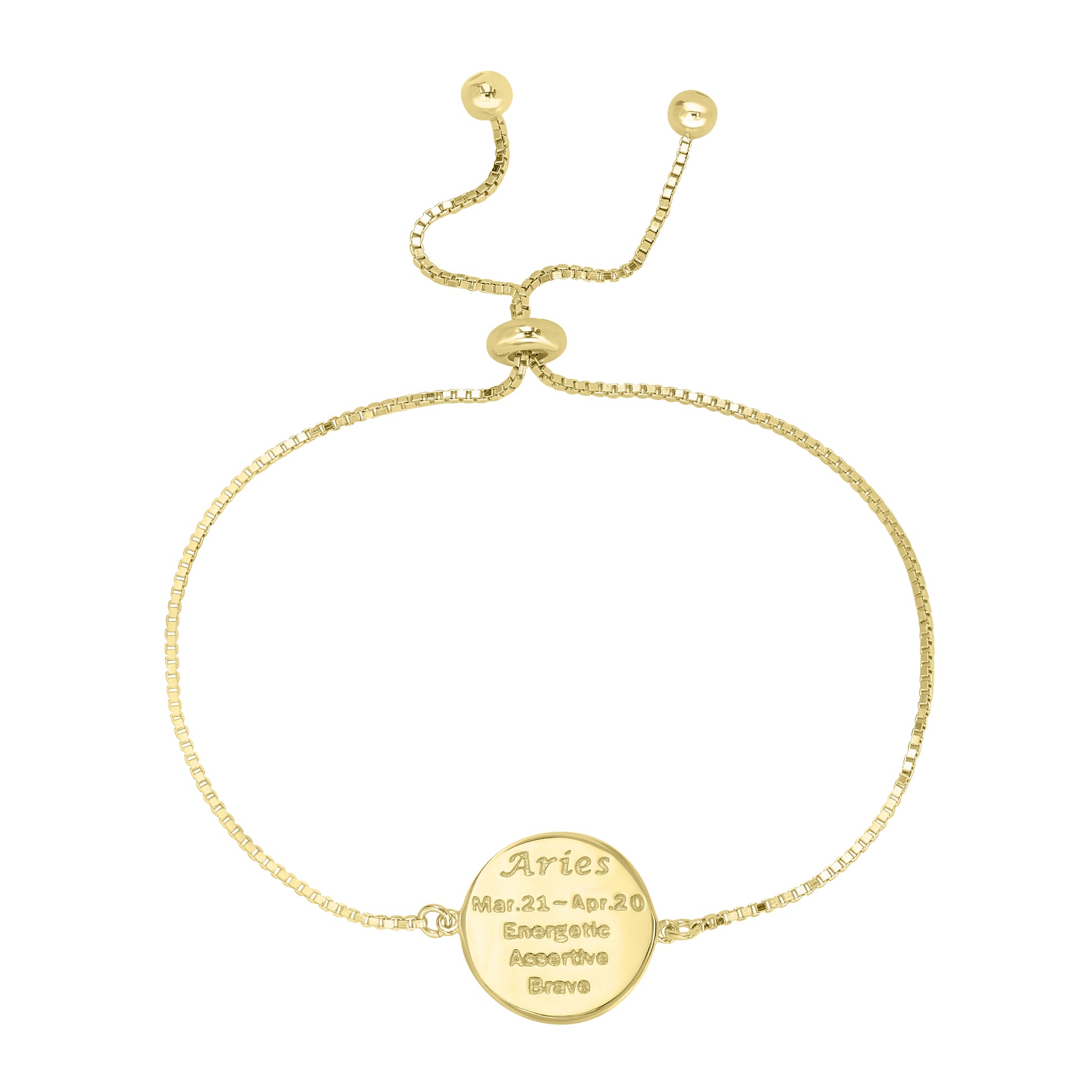 Sterling Silver or Gold Over Sterling Silver Aries Zodiac Crystal Bracelet with Adjustable Chain 5 to 9 Inches