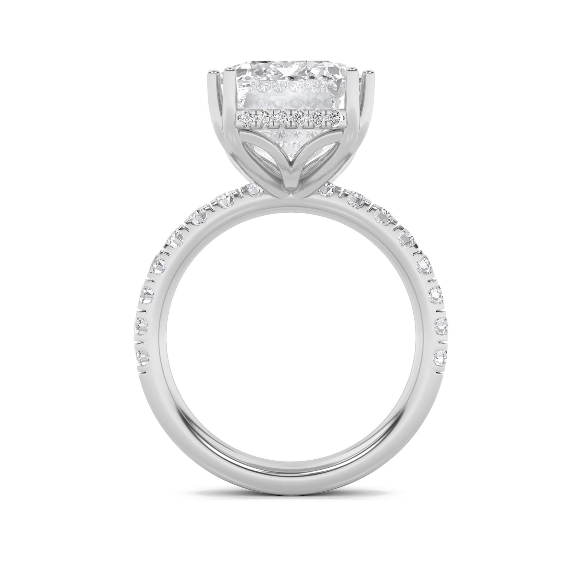 14K White Gold Lab Grown Diamond 10.2 CTTW Emerald Cut Ring