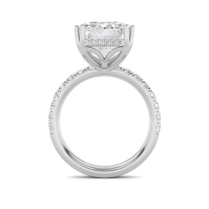 14K White Gold Lab Grown Diamond 10.2 CTTW Emerald Cut Ring