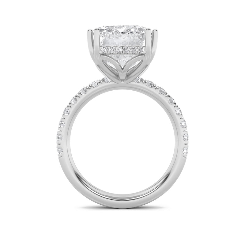 14K White Gold Lab Grown Diamond 10.2 CTTW Emerald Cut Ring, Sizes 5 to 10 New