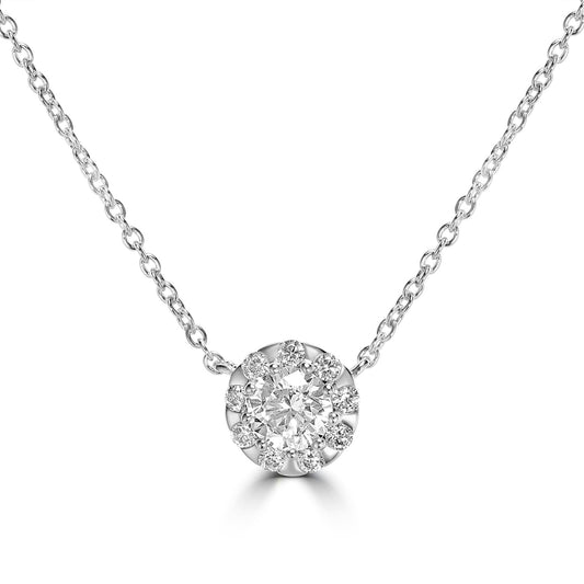 Kathy Levine Sterling Silver Cubic Zirconia Halo Necklace