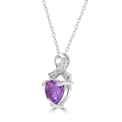 Gemistry Genuine Stone Amethyst Sterling Silver 18 Inch Cable Pendant Necklace-7