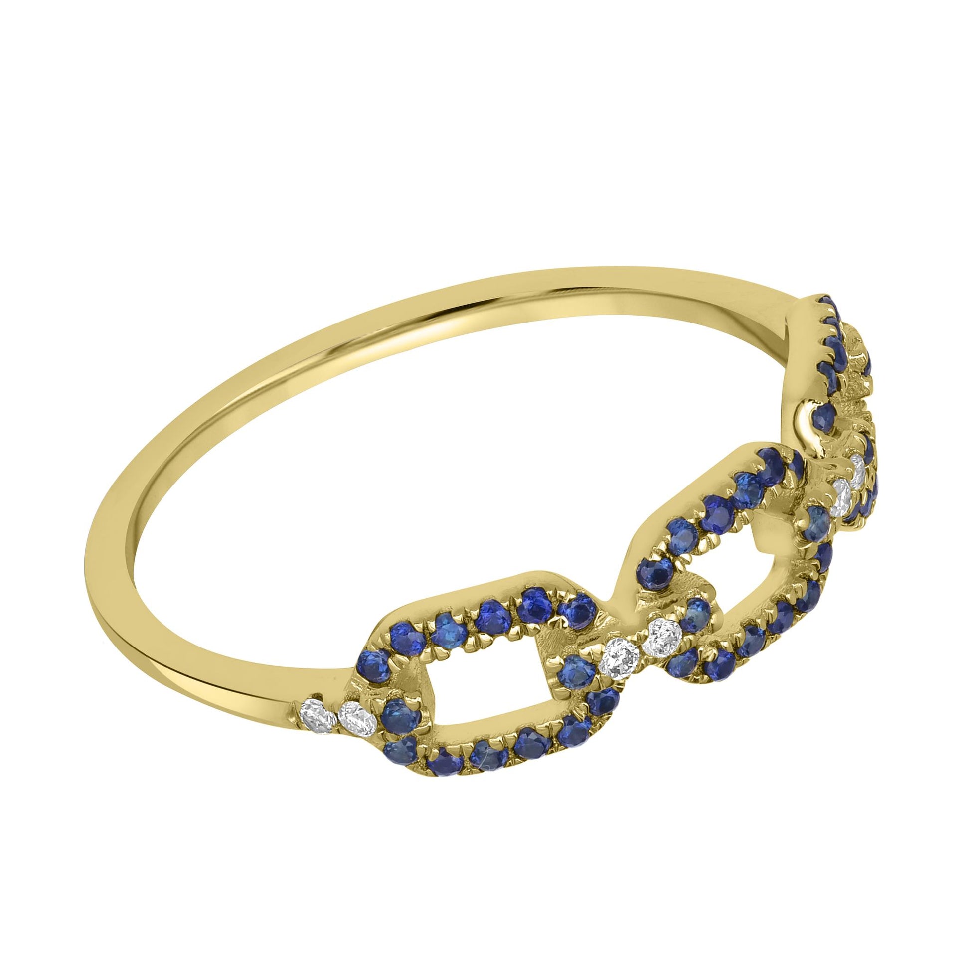 Alice 14k Gold Blue Sapphire Gemstone Link Stackable Ring