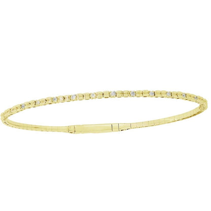 14K Gold 0.24 Carat Round Diamond Bangle Bracelet