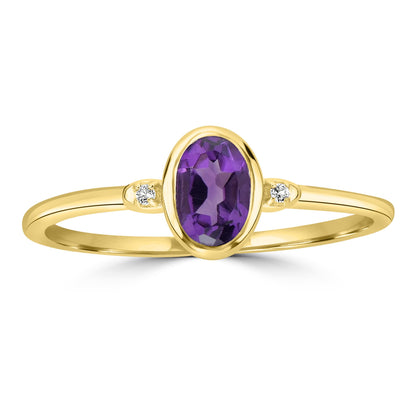 Kate 14k Gold over Sterling Silver Amethyst Gemstone Stackable Oval Ring