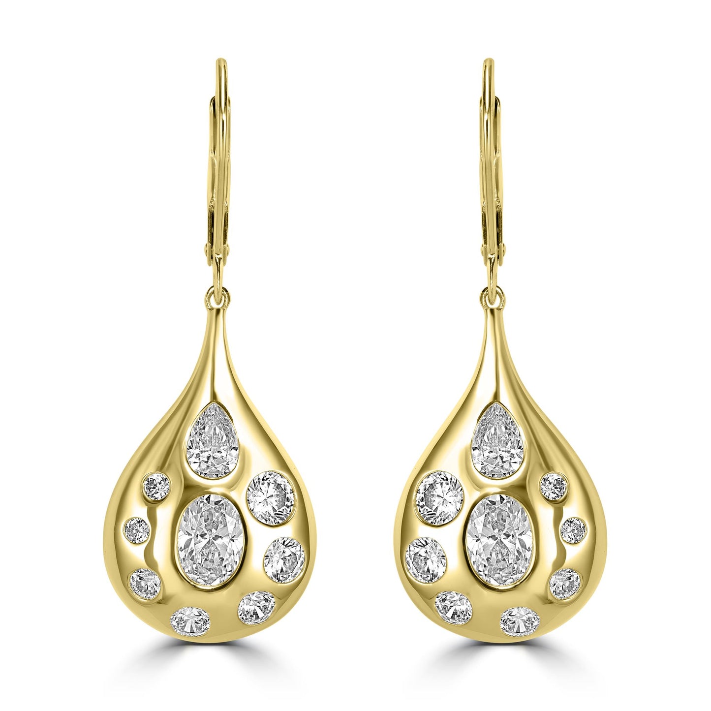 Kathy Levine 14K Gold-Plated Sterling Silver Cubic Zirconia Multi-Shape Teardrop Dangle Earrings