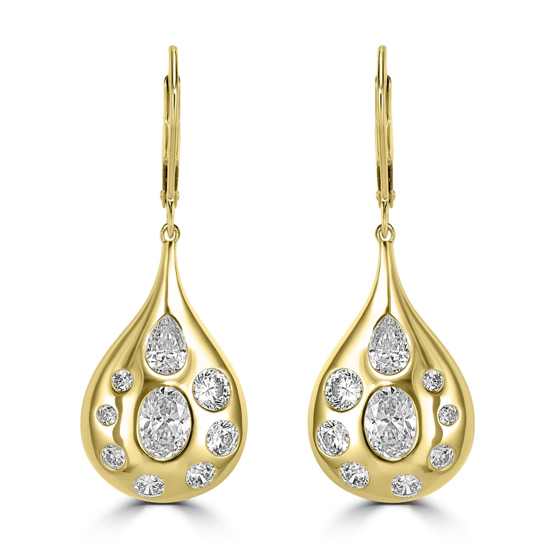 Kathy Levine 14K Gold-Plated Sterling Silver Cubic Zirconia Multi-Shape Teardrop Dangle Earrings