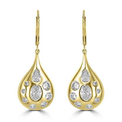 Kathy Levine 14K Gold-Plated Sterling Silver Cubic Zirconia Multi-Shape Teardrop Dangle Earrings