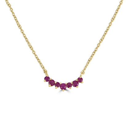 Gemistry Grace Round Ruby Curved Bar Necklace with 18 Inch Cable Chain