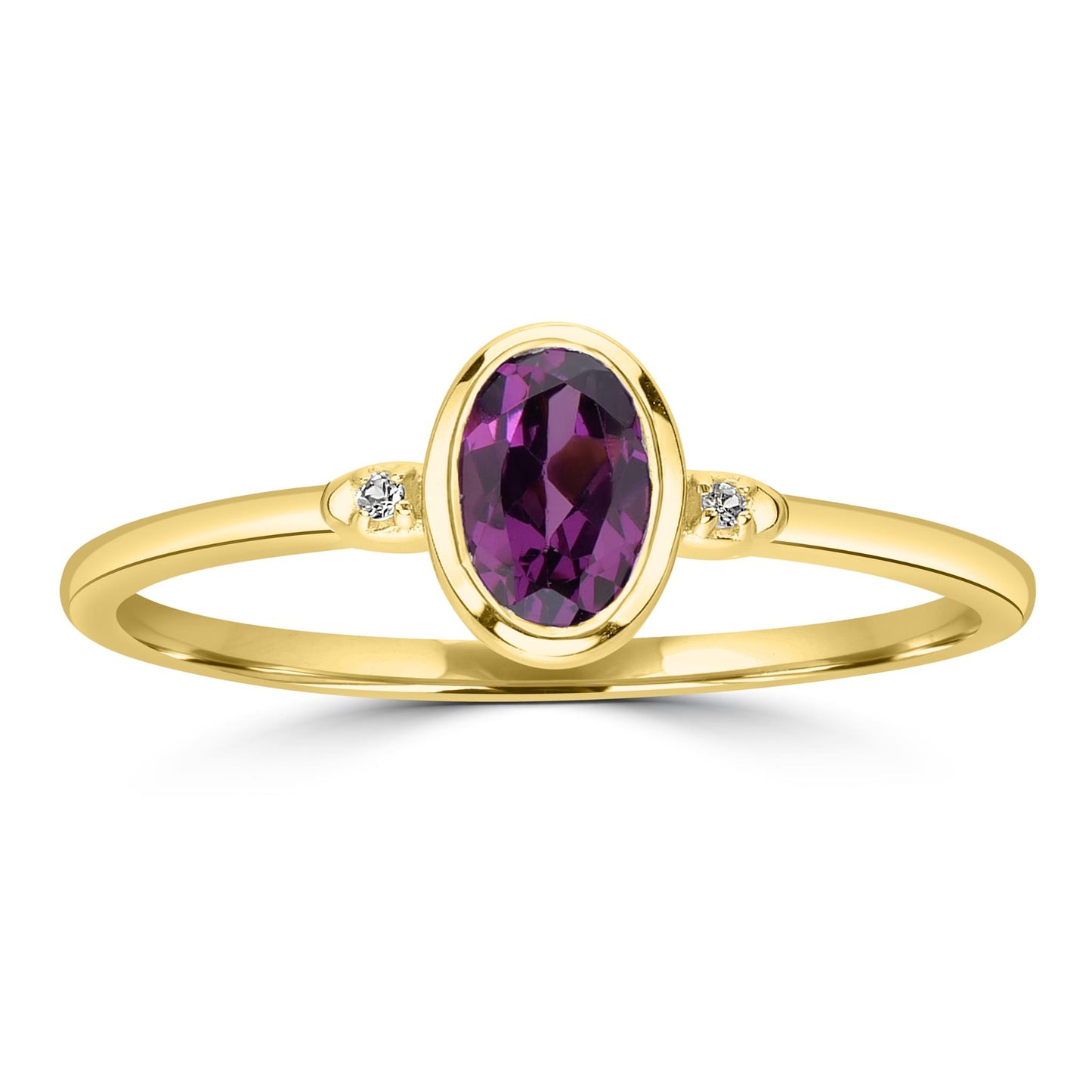 Kate 14k Gold over Sterling Silver Rhodolite Gemstone Stackable Oval Ring