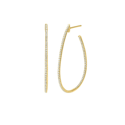 Gemistry 14K Yellow Gold 0.46 Ct Round Diamond Teardrop Hoop Earrings(GH Color, SI1 Clarity)