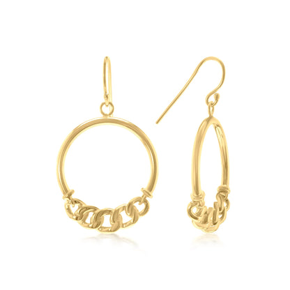 Judy Crowell Jewelry 14K Gold Over Sterling Silver Chain Drop Hoop Earrings