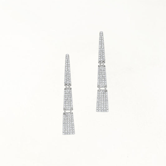 Gemistry Womens 14K White Gold 0.66Ct Round Diamond Dangle Earrings (GH Color, SI1 Clarity)