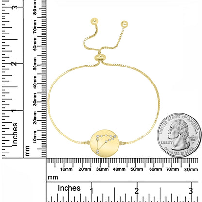 14k Gold Over Brass Capricorn Zodiac Crystal Bracelet with Adjustable Chain 5 to 9 Inches