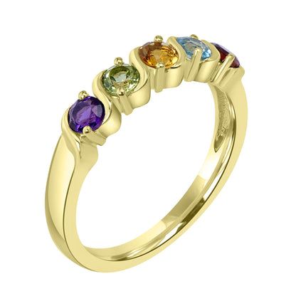 14K Gold Over Sterling Silver Multi-Color Gemstone Band Ring, Sizes 5 to 9