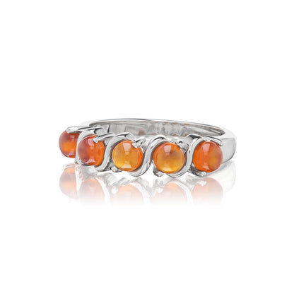 GG Collection Sterling Silver Hessonite 5-Stone Swirl Ring, Sizes 5 to 10