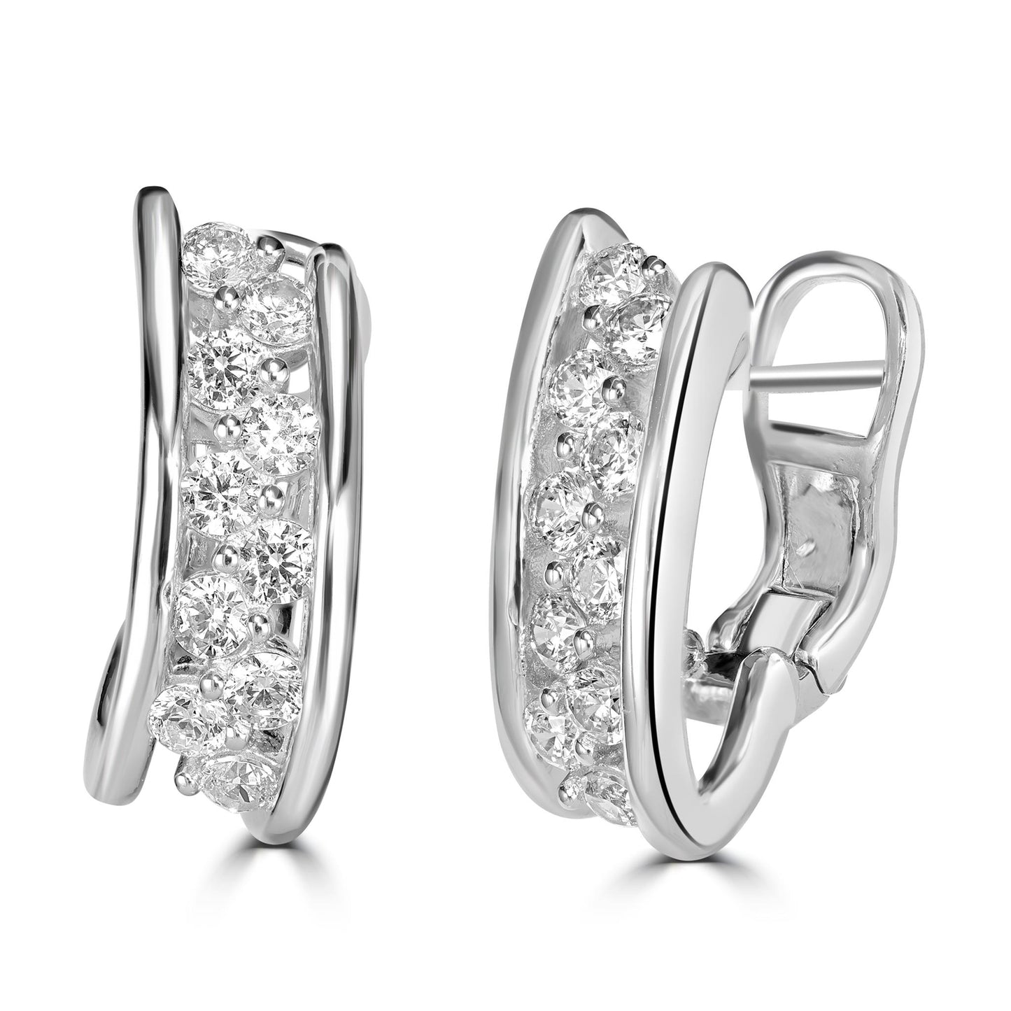 Kathy Levine Sterling Silver Cubic Zirconia Hoop Earrings