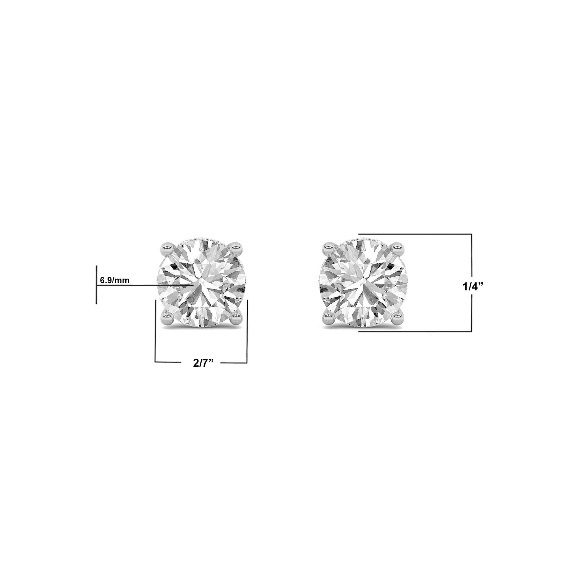 14K White Gold 3.0 CTTW Lab Grown Diamond Stud Earrings