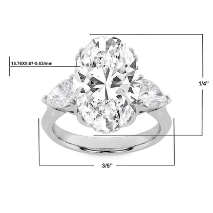 14K White Gold Lab Grown Diamond 6.5 CTTW Oval and Pear Cut Ring