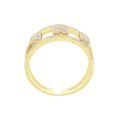 14K Gold Round Diamond Split Shank Rectangular Cluster Ring, .48 Carats, Sizes 6 to 8