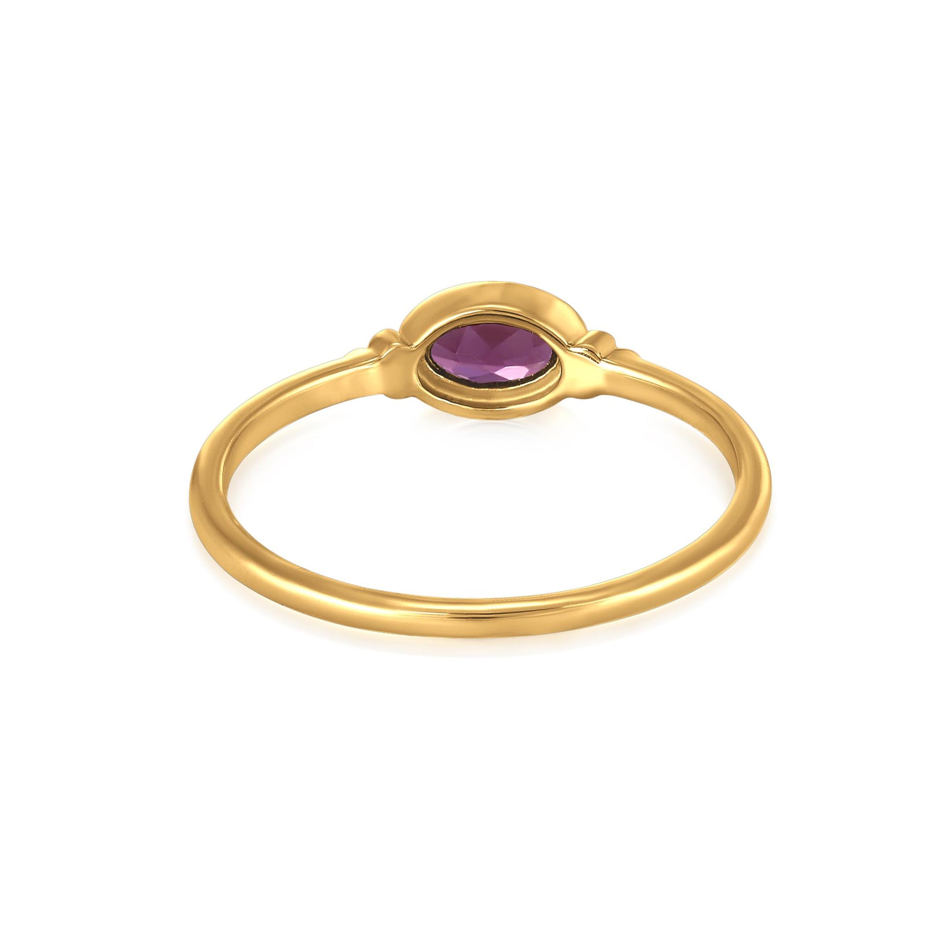 East-West 14k Gold over Sterling Silver Rhodolite Gemstone Stackable Solitaire Bezel Ring