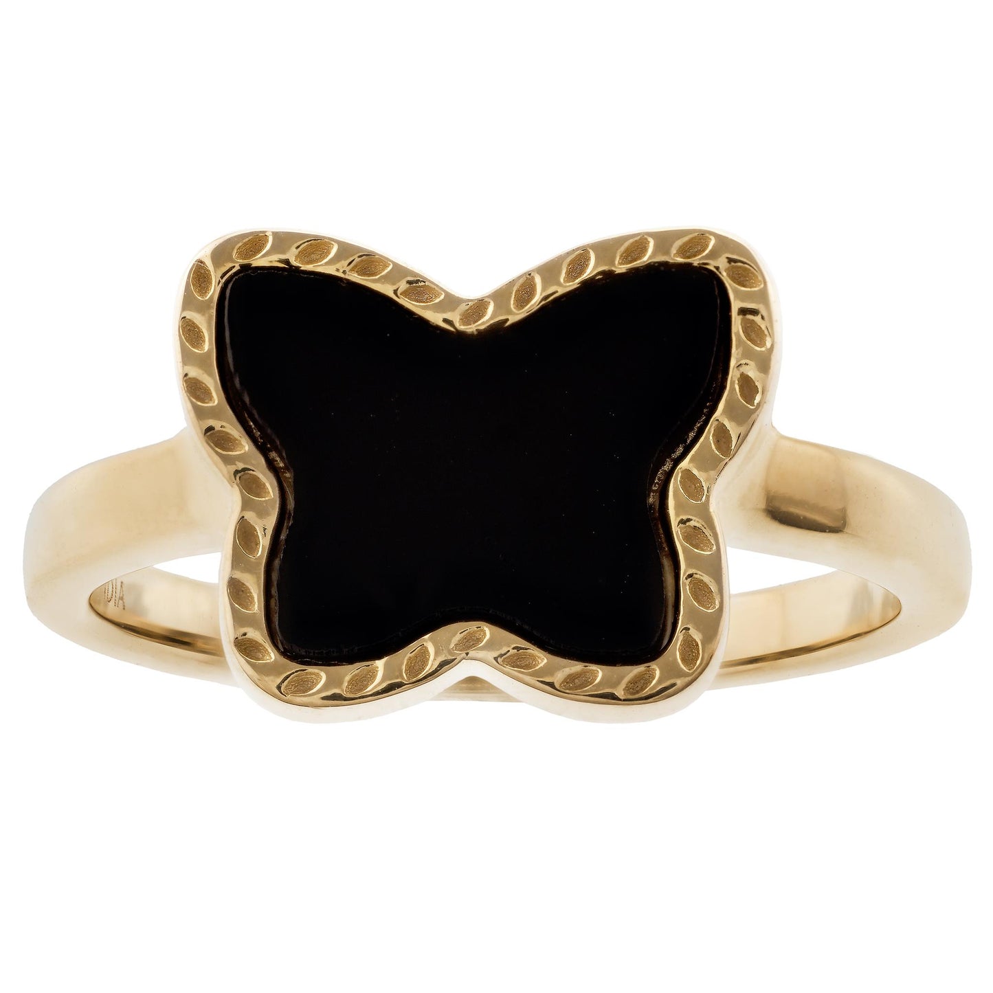 14K Gold Over Sterling Silver Black Onyx Butterfly Ring, Sizes 5 to 9