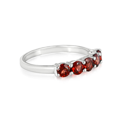 Sterling Silver Garnet 5-Stone Ring , Sizes 7 to 9