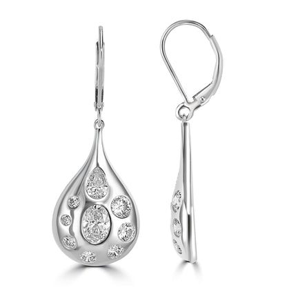 Kathy Levine Sterling Silver Cubic Zirconia Multi-Shape Teardrop Dangle Earrings