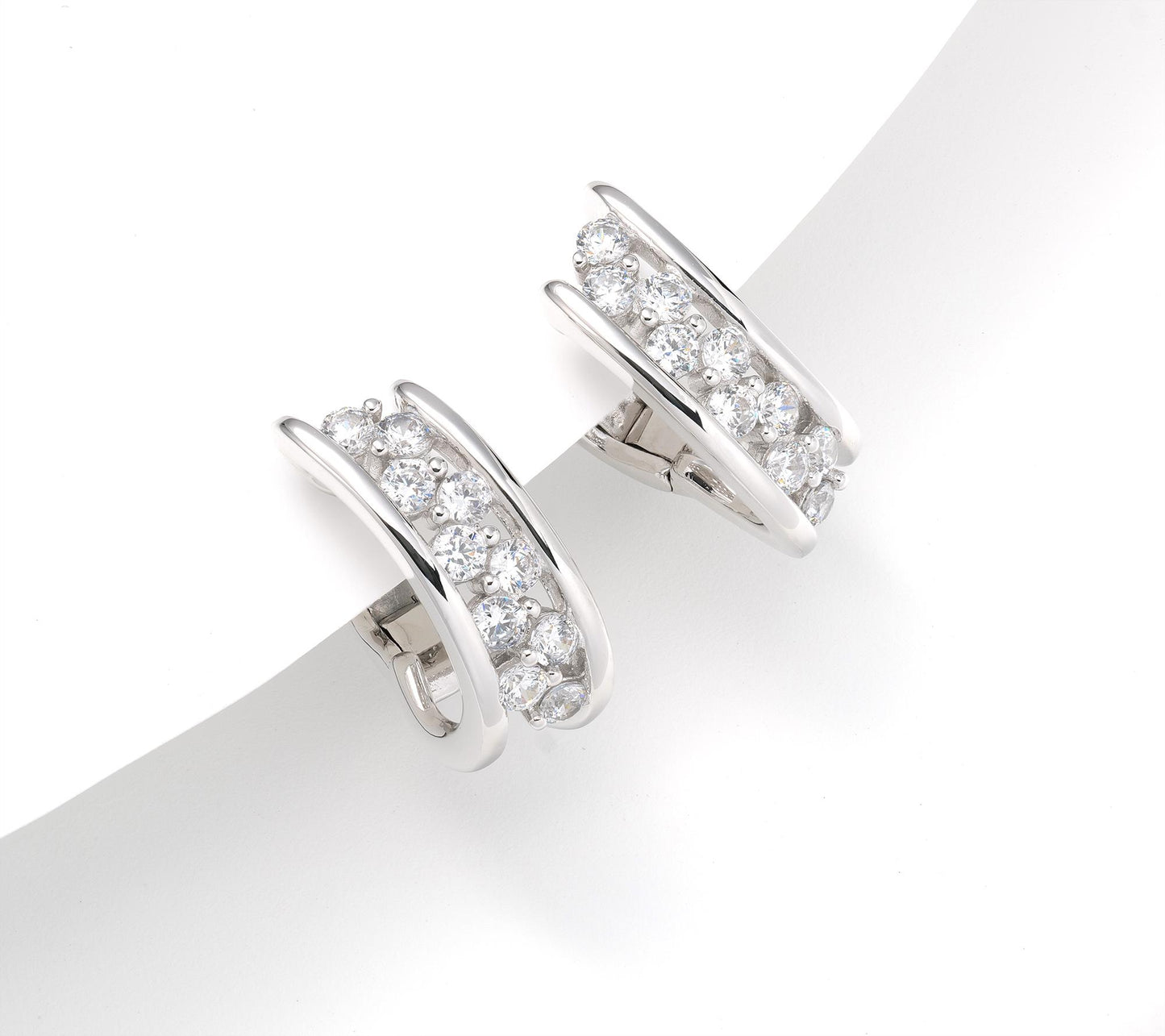 Kathy Levine Sterling Silver Cubic Zirconia Hoop Earrings