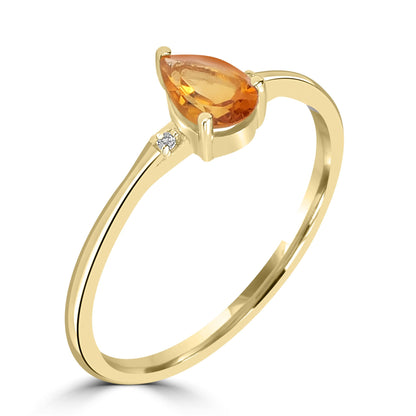 Dew 14k Gold over Sterling Silver Citrine Gemstone Stackable Pear Ring