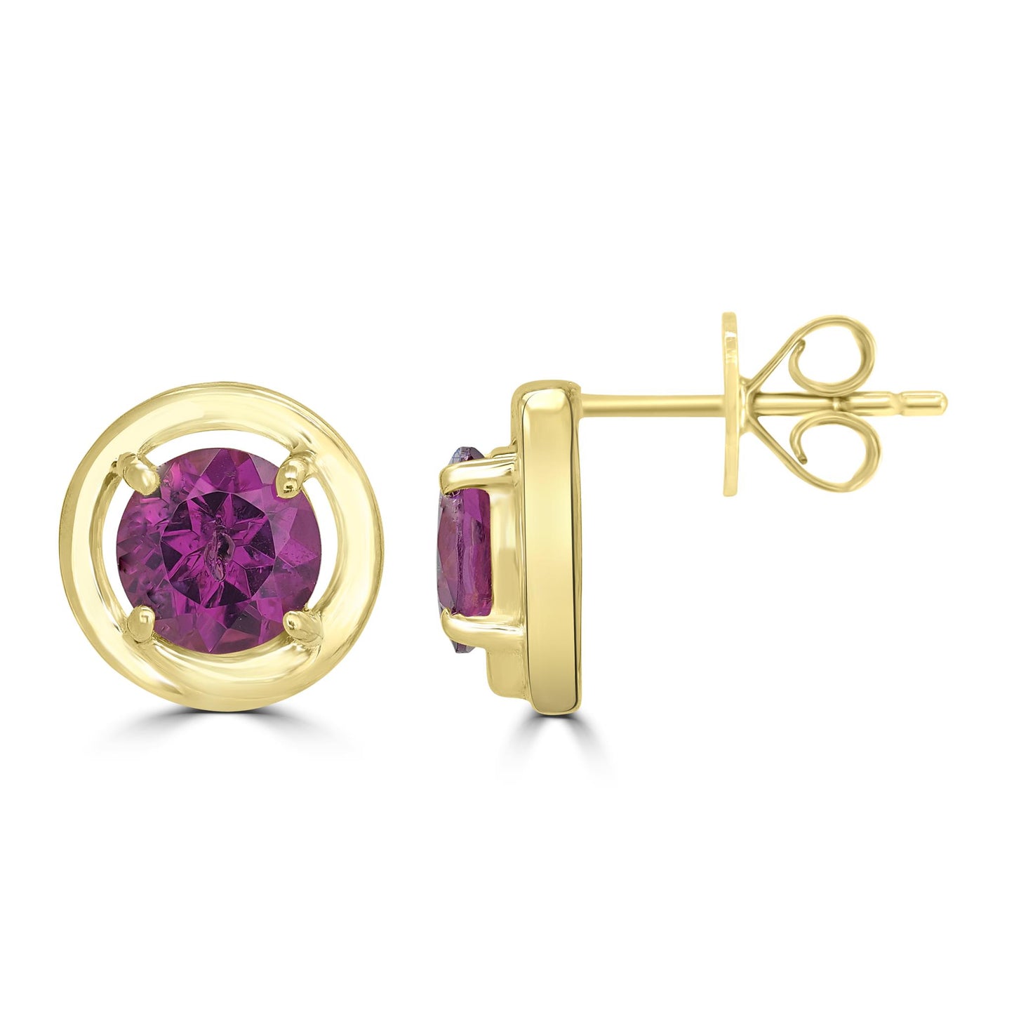 Gemistry 1.06 Ct Round Rhodolite Stud Earring in Sterling Silver