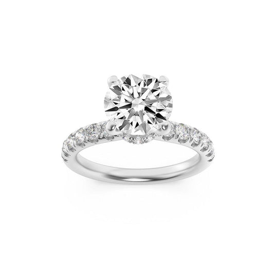 14K White Gold Lab Grown Diamond 2.50 CTTW Round Cut Center Stone Ring