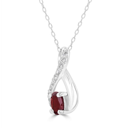 Gemistry Genuine Stone Garnet Sterling Silver 18 Inch Cable Pendant Necklace-2