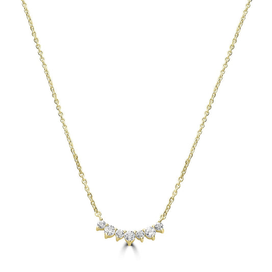 Grace 14K Gold over Sterling Silver White Topaz Curved Bar Necklace, 18 Inches