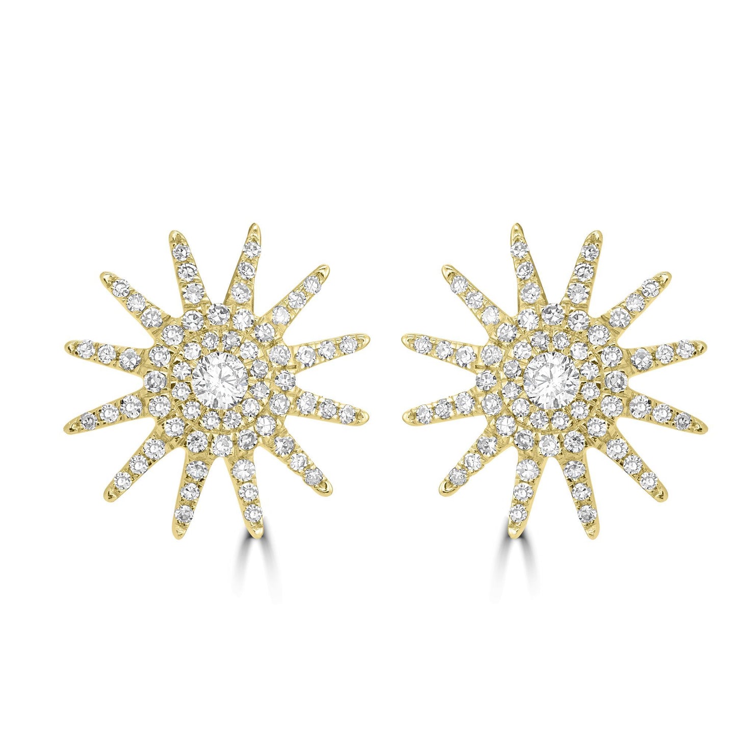 Gemistry 14K Yellow Gold 0.36Ct Round Diamond Starburst Stud Earrings (GH Color, SI1 Clarity)