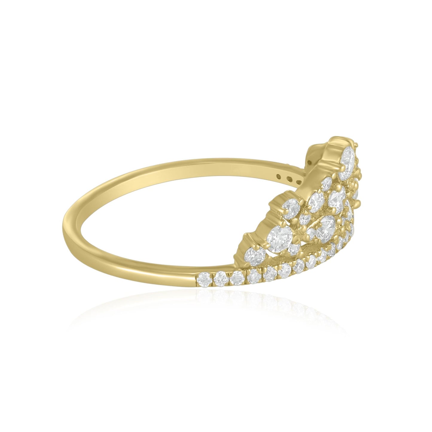 14K Gold Round Diamond Crown Ring, .48 Carats, Sizes 6 to 8