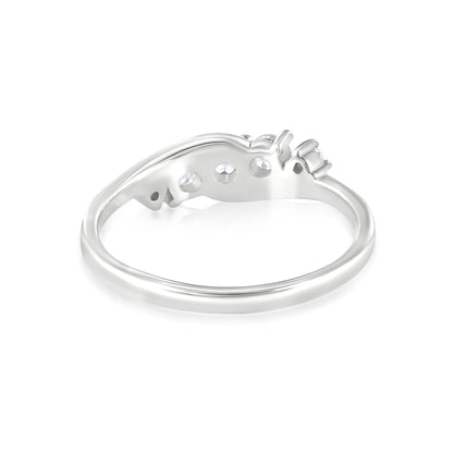 Angela Sterling Silver 5-Stone White Topaz Wave Ring, Sizes 7 to 9