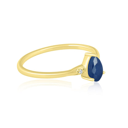 Dew 14K Gold Over Sterling Silver Blue Sapphire Stackable Pear Ring, Sizes 6 to 8