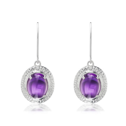 GG Collection Sterling Silver 5.94 Carat Amethyst Oval Dangle Earrings