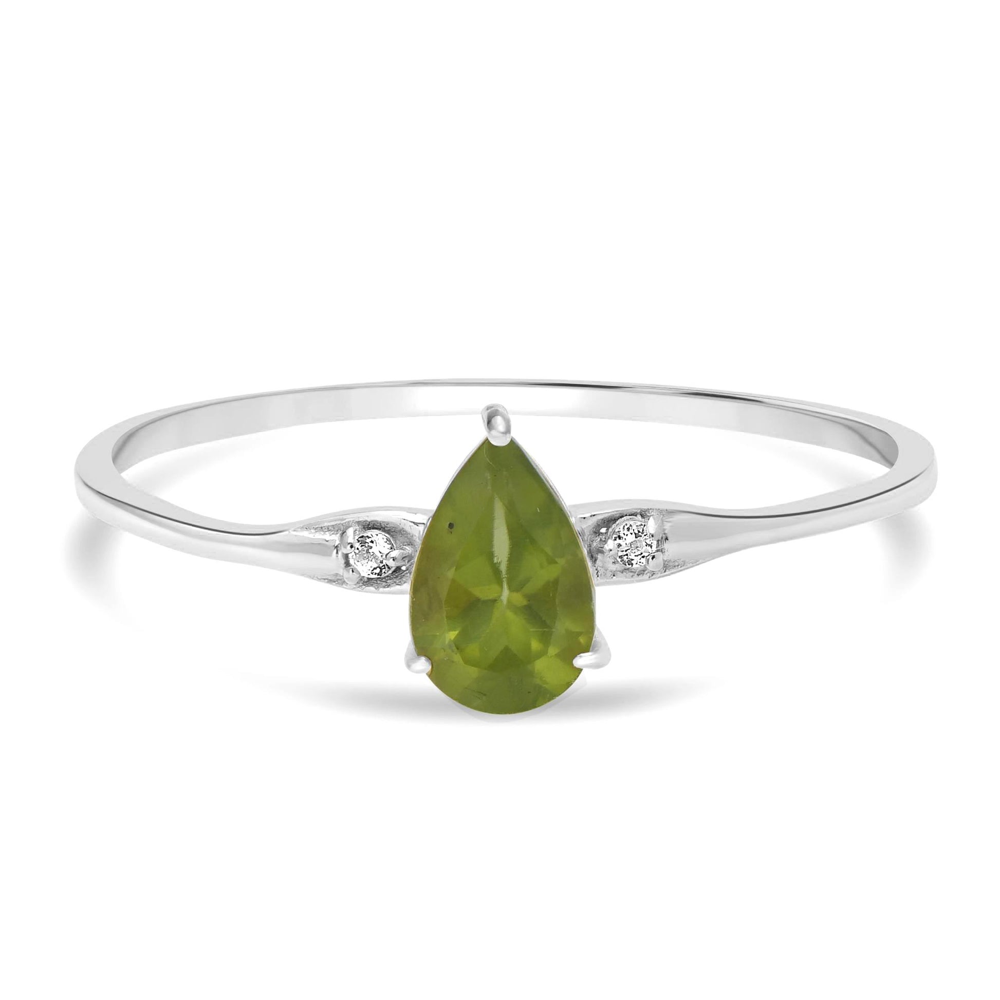 Dew 14k Gold Peridot Gemstone Stackable Pear Ring