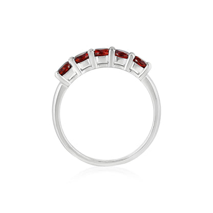 Sterling Silver Garnet 5-Stone Ring , Sizes 7 to 9