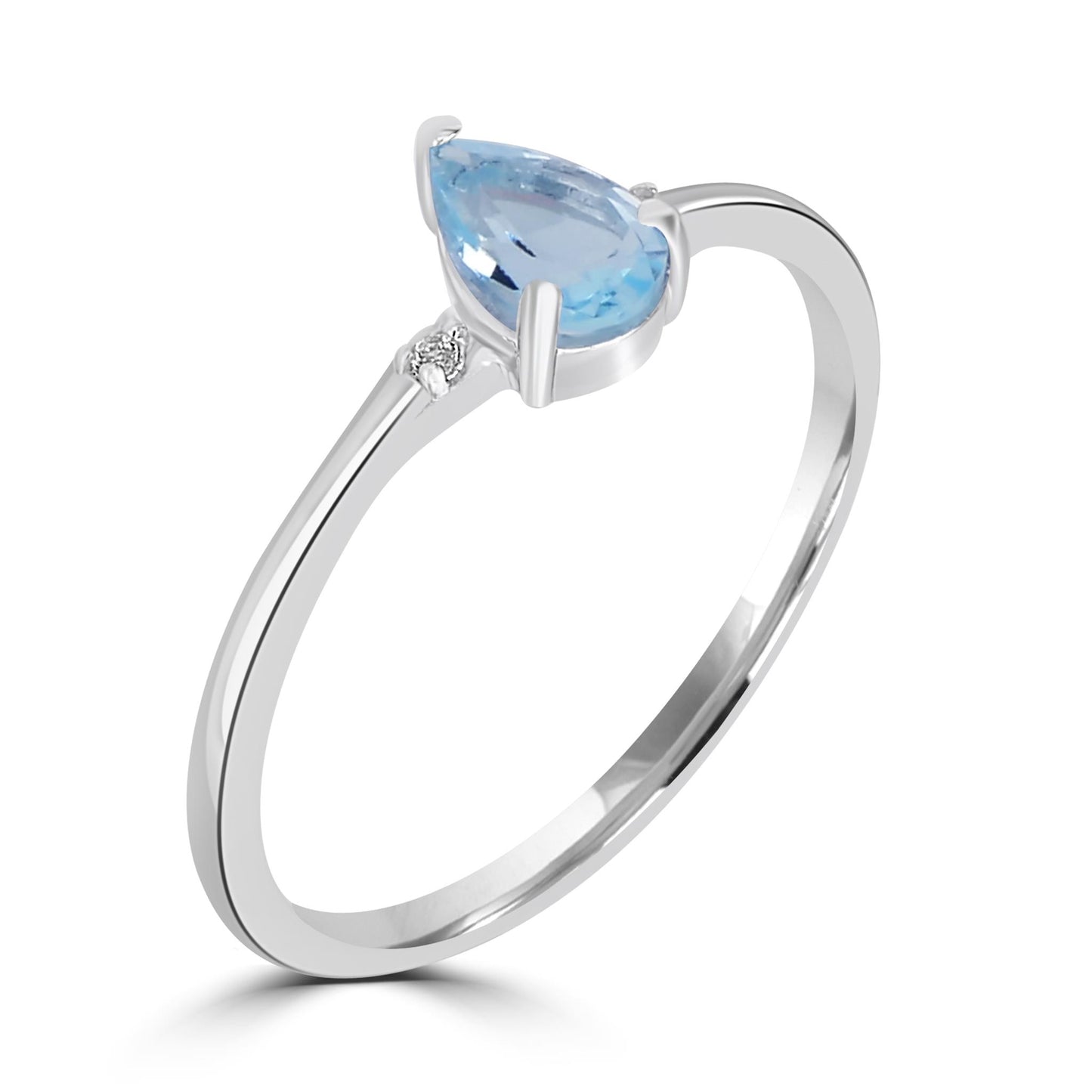 Dew Sterling Silver Sky Blue Topaz Stackable Pear Ring, Sizes 6 to 8