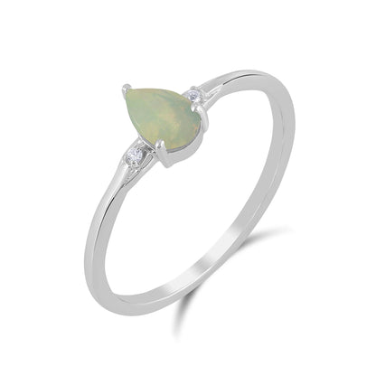 Dew 14k Gold Ethiopian Opal Gemstone Stackable Pear Ring