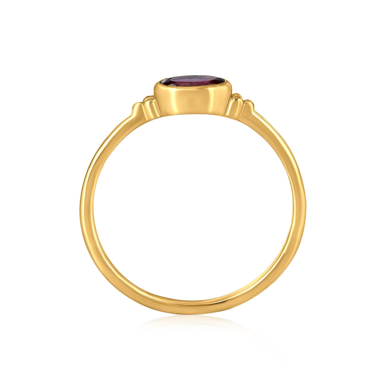 East-West 14k Gold over Sterling Silver Rhodolite Gemstone Stackable Solitaire Bezel Ring