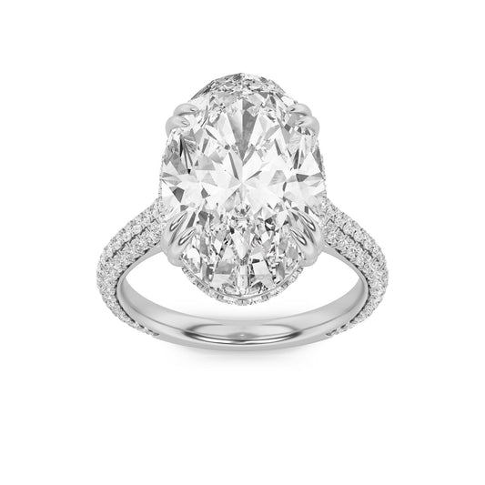 14K White Gold Lab Grown Diamond 7.0 CTTW Oval Cut Ring