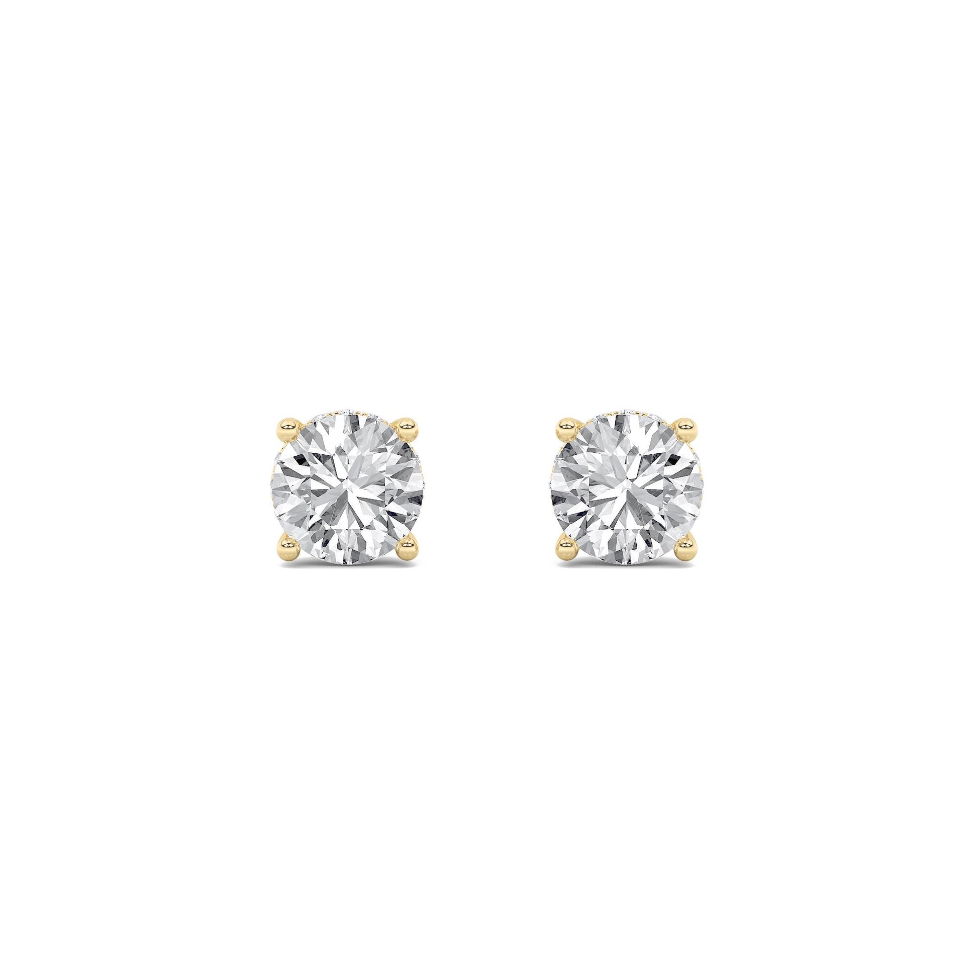 14K Gold 2.0 CTTW Lab Grown Diamond Round Stud Earrings