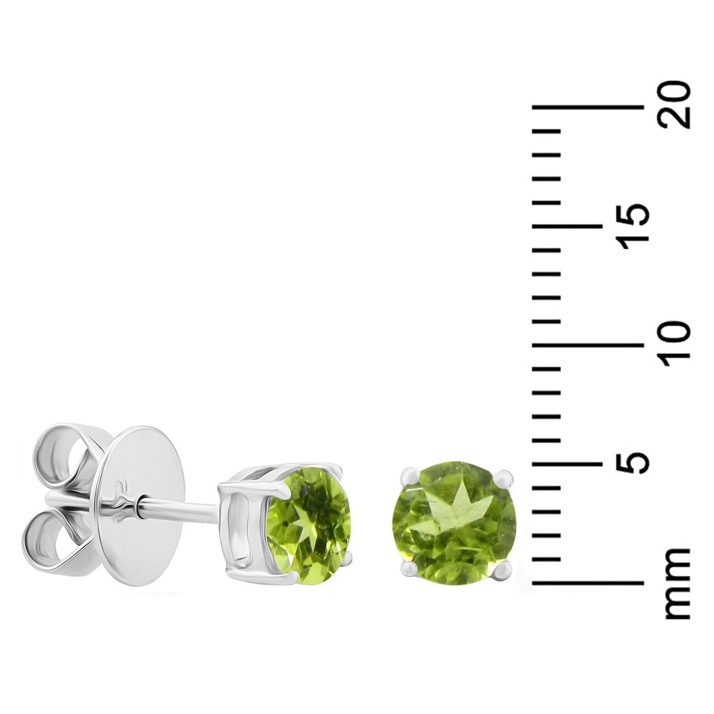 Gemistry 925 Sterling Silver Hypoallergenic 5MM Round Genuine Green Peridot Birthstone Solitaire Post & Clutch Stud Earrings…