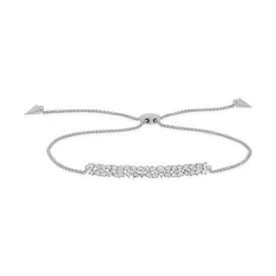 14K White Gold .53 Carat Double-Row Diamond Array Bolo Bracelet