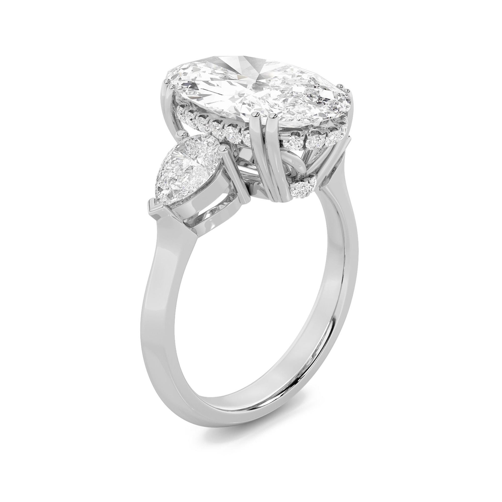14K White Gold Lab Grown Diamond 6.5 CTTW Oval and Pear Cut Ring