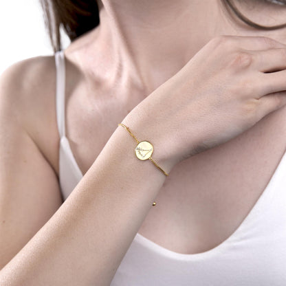 14k Gold Over Brass Capricorn Zodiac Crystal Bracelet with Adjustable Chain 5 to 9 Inches